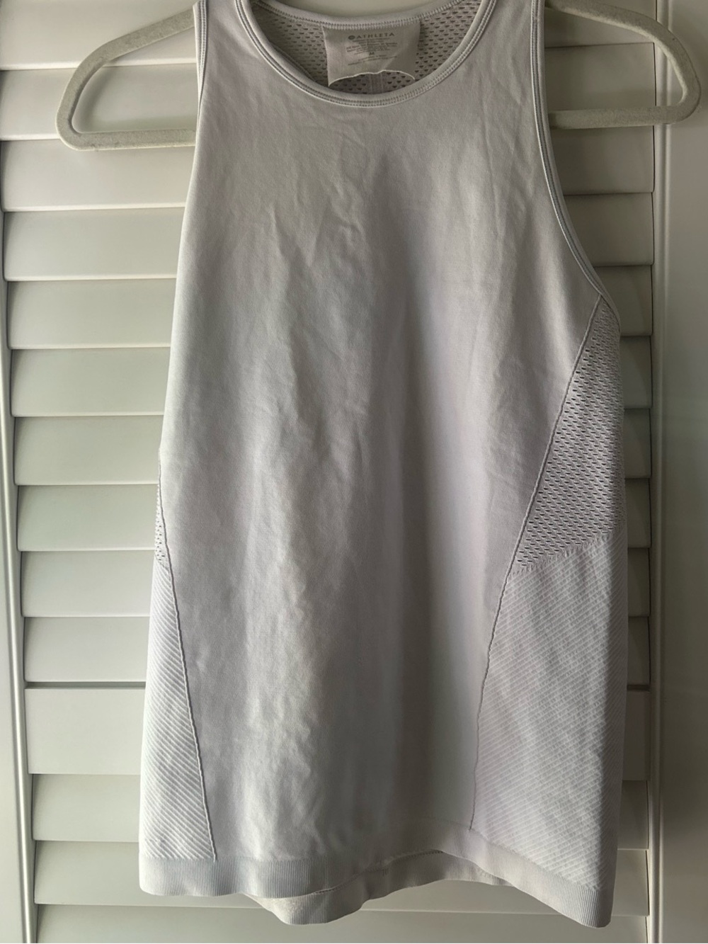 Athleta White Athletic Shirt with Mesh Side Panels